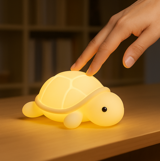 Veilleuse Tortue Douce LED – Lampe en silicone apaisante pour enfants – Rechargeable USB