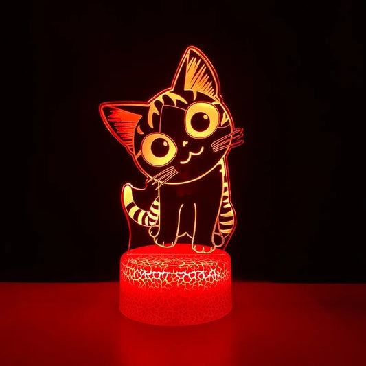 Veilleuse Chat 3D LED – Lampe décorative pour chambre enfant & rechargeable USB