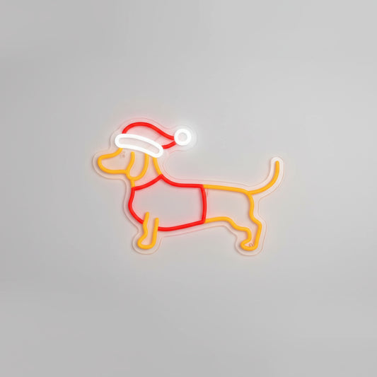 Veilleuse Néon Chien de Noël USB – Enseigne LED décorative pour chambre enfant