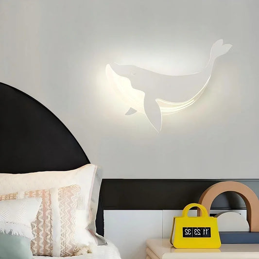 Veilleuse Baleine Néon Murale — Lampe LED apaisante pour chambre enfant