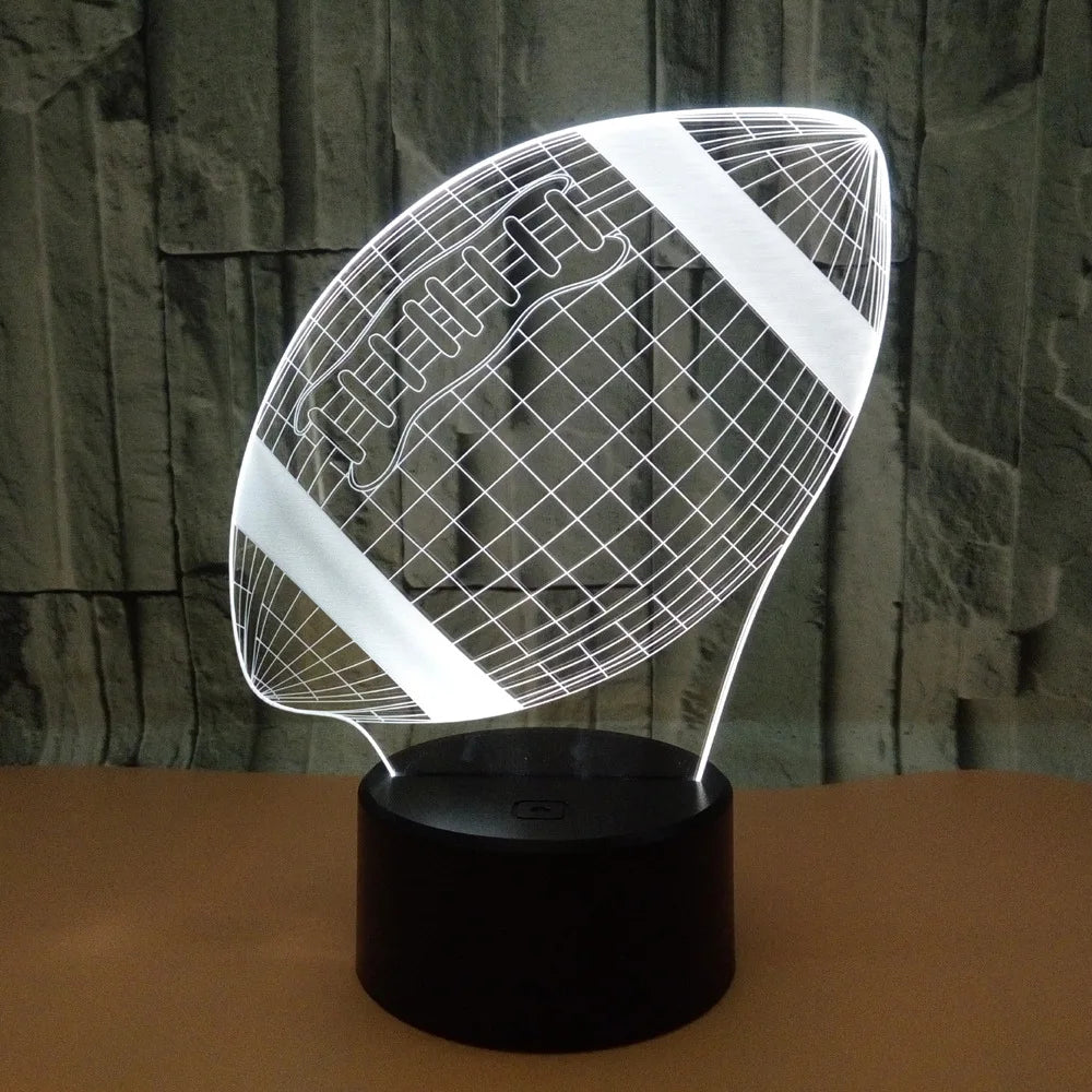 Veilleuse Ballon Football Américain 3D LED pour Enfant – Lampe de Nuit Illusion Optique Multicolore