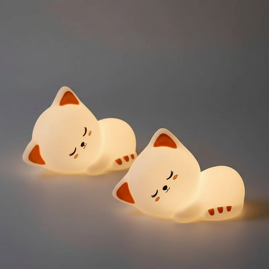 Veilleuse Chat Kawaii LED – Lampe en silicone douce – Rechargeable USB