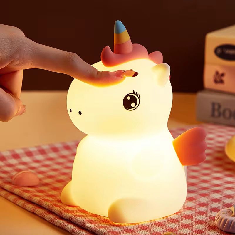 Veilleuse Licorne Arc-en-Ciel – Lampe LED en Silicone Doux Rechargeable USB