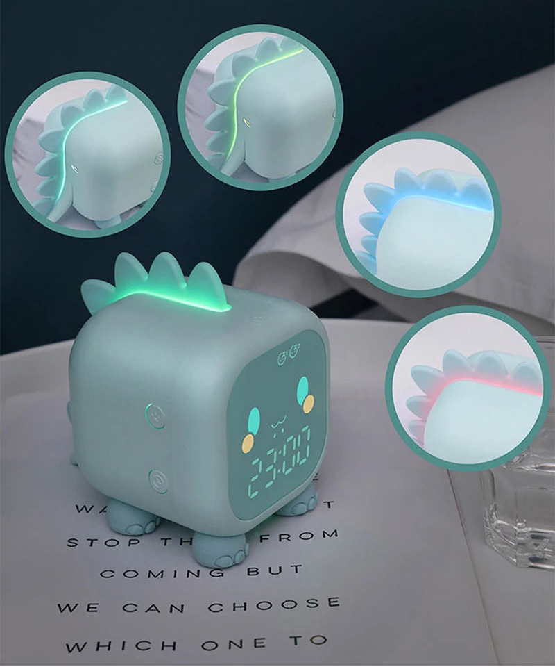 Veilleuse Réveil Dinosaure – Lampe de Nuit Enfant – Réveil LED Design – Rechargeable USB