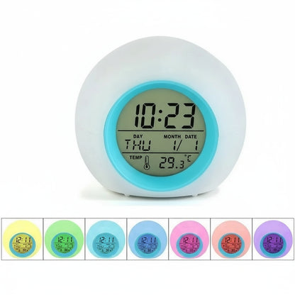 Veilleuse Réveil Macaron – Lampe de Nuit Enfant – Réveil Lumineux – Rechargeable USB