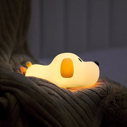 Veilleuse Chien Allongé – Lampe LED Tactile en Silicone Rechargeable USB
