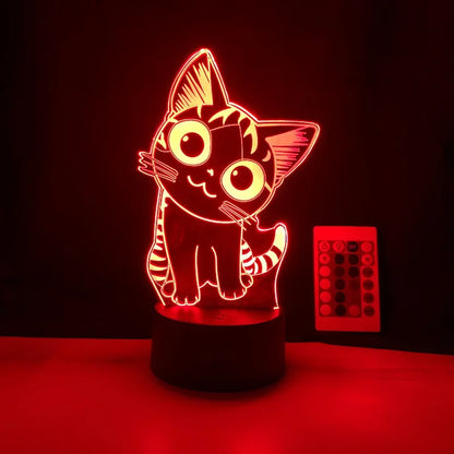Veilleuse Chat 3D LED – Lampe décorative pour chambre enfant & rechargeable USB