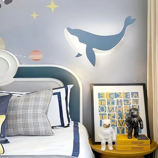 Veilleuse Baleine Néon Murale — Lampe LED apaisante pour chambre enfant
