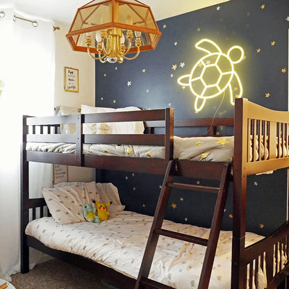 Veilleuse Tortue de Mer Néon — Lampe LED murale décorative pour enfants