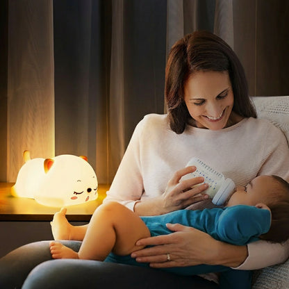 Veilleuse Chat Allongée LED – Lumière douce et apaisante pour enfants, rechargeable USB