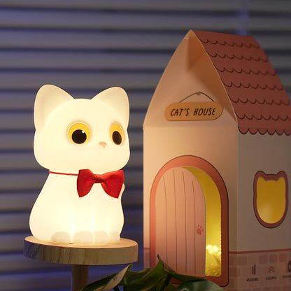 Veilleuse Chat Nœud Papillon LED – Lampe de nuit mignonne et apaisante pour enfants, rechargeable USB