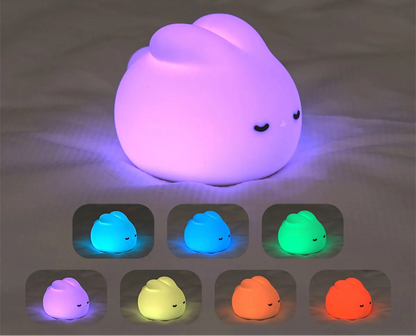 Veilleuse Lapin Assis – Lampe LED en Silicone Doux Rechargeable USB