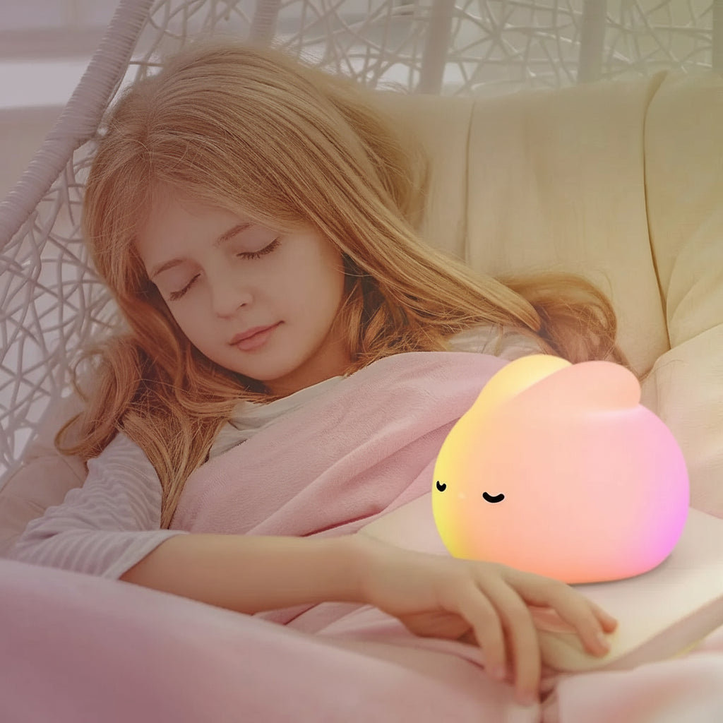 Veilleuse Lapin Nuage – Lampe LED en Silicone Doux Rechargeable USB