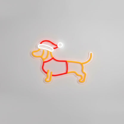 Veilleuse Néon Chien de Noël USB – Enseigne LED décorative pour chambre enfant