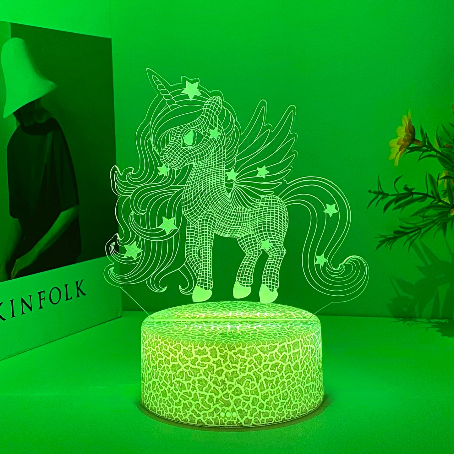 Veilleuse Licorne Crinière LED 3D – Lumière douce et magique – Rechargeable USB