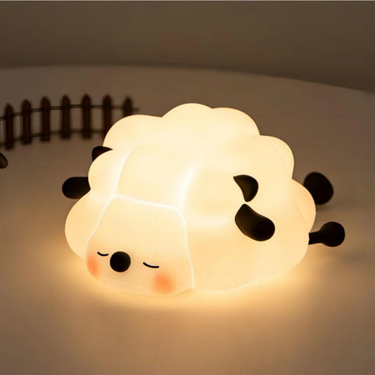 veilleuse mouton allongé LED – Lampe en silicone apaisante pour enfants – Rechargeable USB