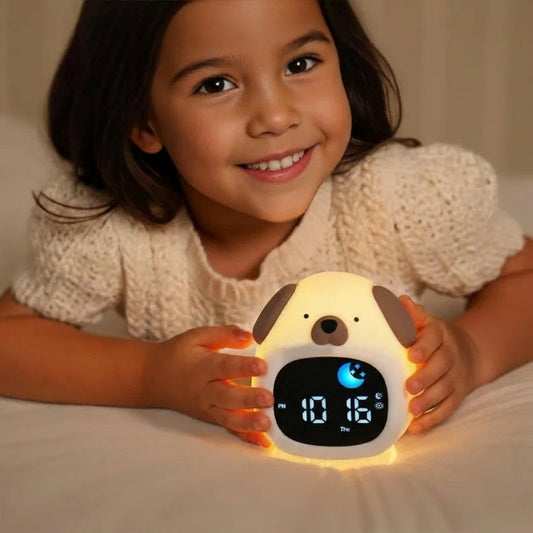 Veilleuse Réveil Chien Mignon – Lampe LED Enfant Rechargeable USB
