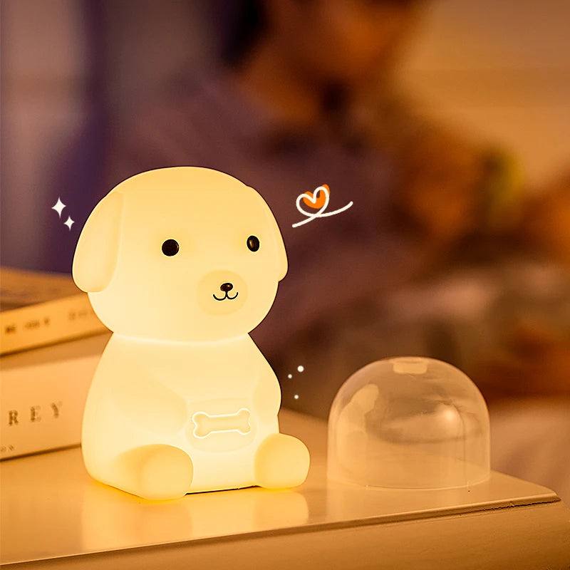Veilleuse Chien Mignon – Lampe LED Tactile Rechargeable USB pour Chambre Enfant
