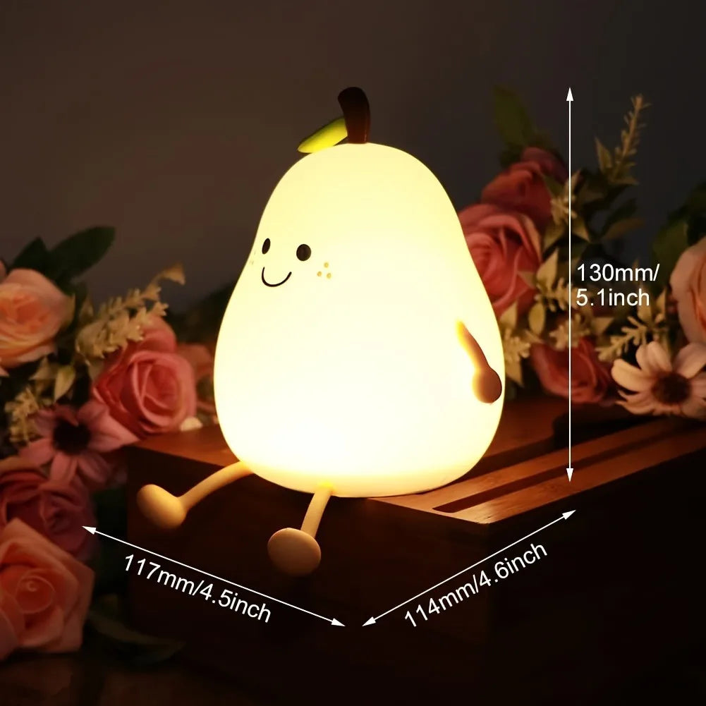 Veilleuse Poire Silicone Rechargeable USB – Lampe LED pour Enfant