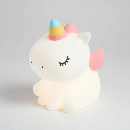 Veilleuse Licorne Bébé LED — Lampe en silicone doux rechargeable USB