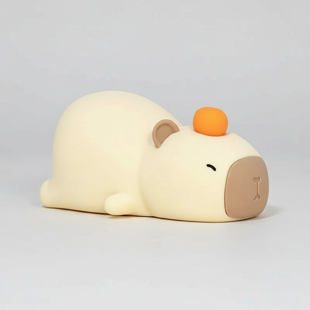 Veilleuse Castor Allongé en Silicone – Lampe LED Enfant, Rechargeable USB, Lumière Douce & Sécurisée