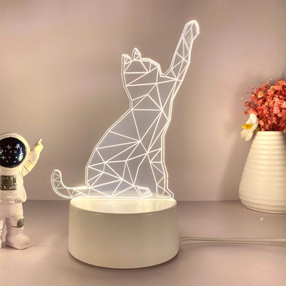 Veilleuse Chat Moderne 3D – Lampe LED tactile multicolore, rechargeable USB