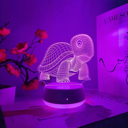Veilleuse Bébé Tortue LED 3D — Lumière douce et magique pour des nuits paisibles