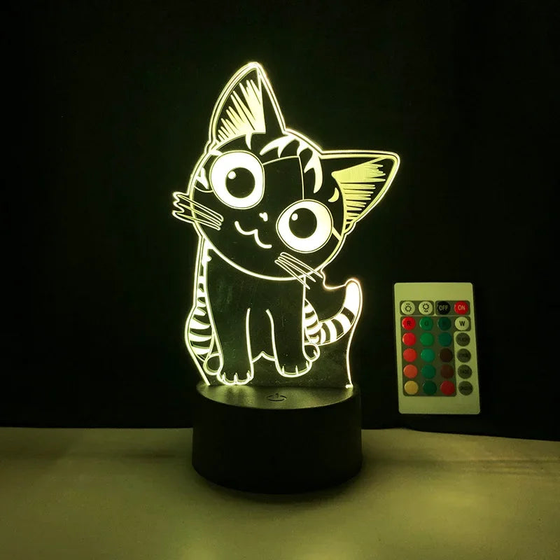 Veilleuse Chat 3D LED – Lampe décorative pour chambre enfant & rechargeable USB