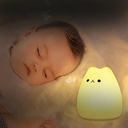 Veilleuse Chat mignon LED – Lampe en silicone apaisante pour enfants – Rechargeable USB