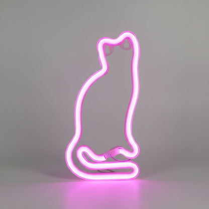 Veilleuse Chat Néon LED – Lampe décorative pour chambre enfant, rechargeable USB