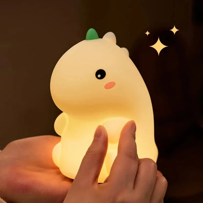 Veilleuse Dinosaure en Silicone – Lampe LED Enfant, Rechargeable USB, Lumière Douce et Tactile