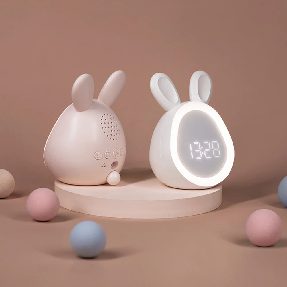 Veilleuse Réveil Lapin Cartoon – Lampe de Nuit Enfant – Réveil LED Design – Rechargeable USB