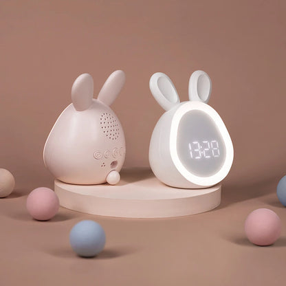 Veilleuse Réveil Lapin Cartoon – Lampe de Nuit Enfant – Réveil LED Design – Rechargeable USB