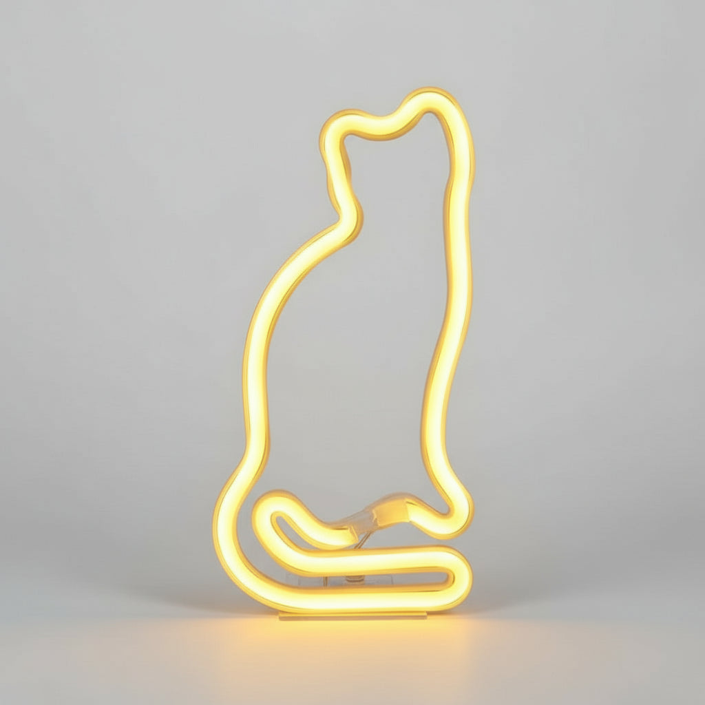 Veilleuse Chat Néon LED – Lampe décorative pour chambre enfant, rechargeable USB