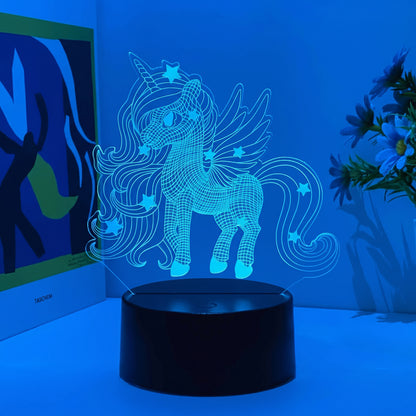 Veilleuse Licorne Crinière LED 3D – Lumière douce et magique – Rechargeable USB