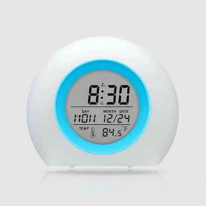 Veilleuse Réveil Macaron – Lampe de Nuit Enfant – Réveil Lumineux – Rechargeable USB
