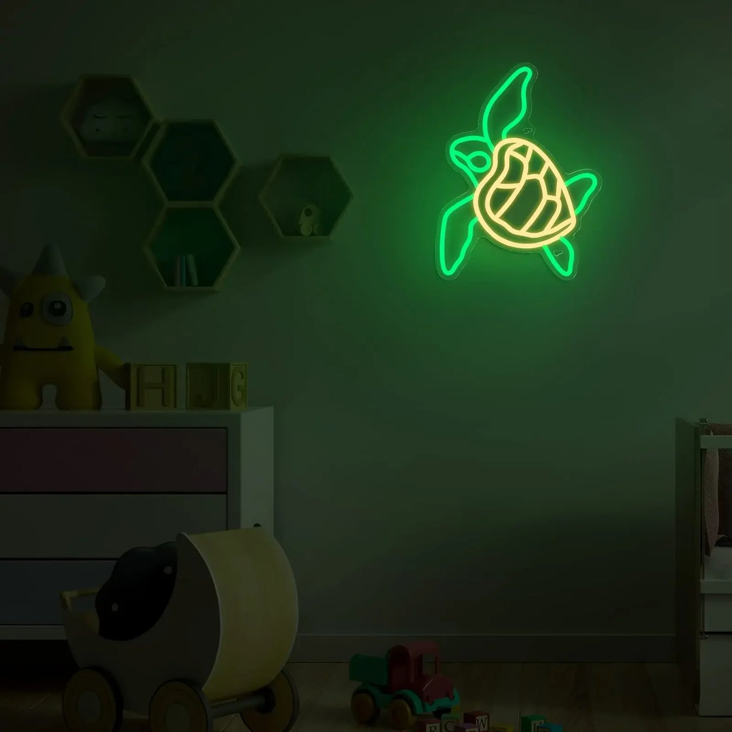 Veilleuse Tortue Néon — Lampe LED décorative et apaisante pour chambre Enfant