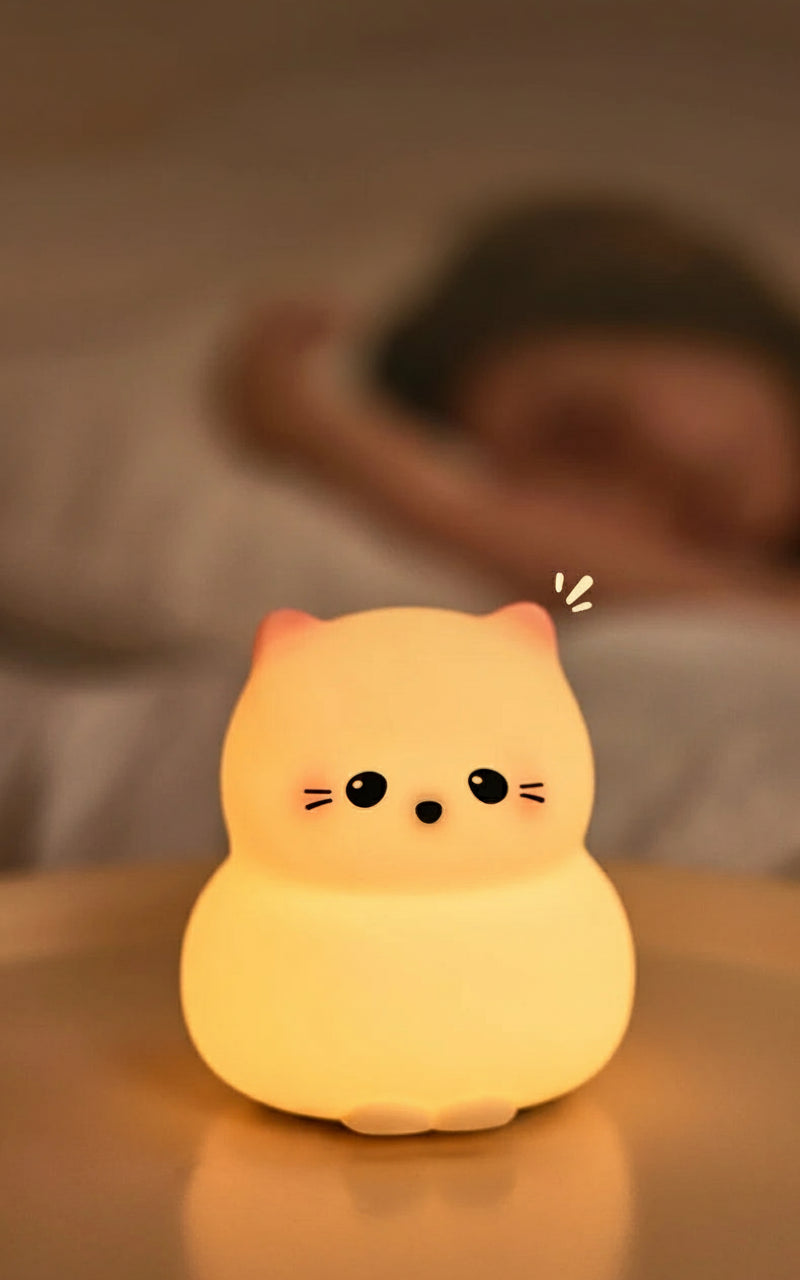 Veilleuse Chat Kitty – Lampe LED Tactile en Silicone Rechargeable USB