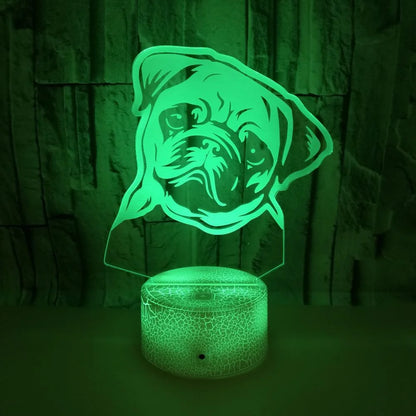 Veilleuse Chien Carlin 3D Rechargeable USB – Lampe LED Chien