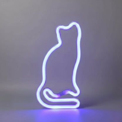Veilleuse Chat Néon LED – Lampe décorative pour chambre enfant, rechargeable USB