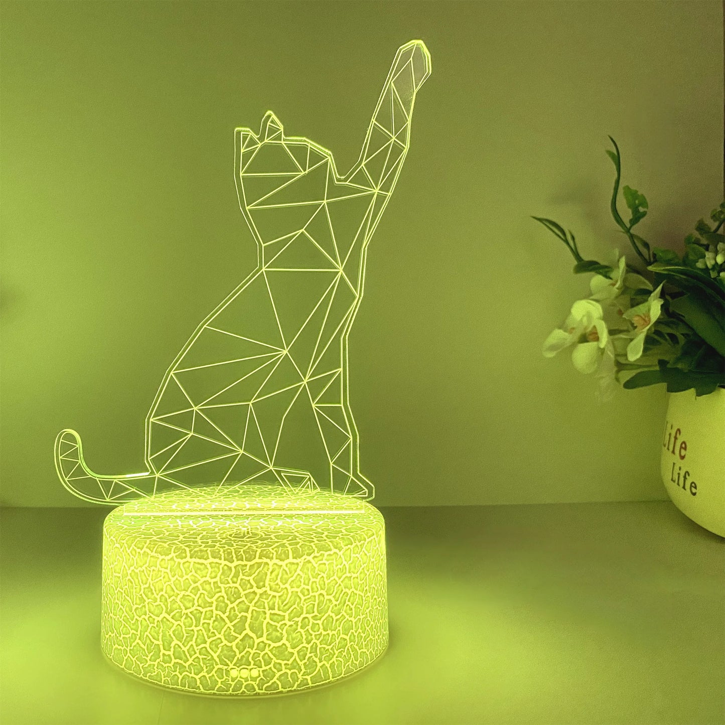 Veilleuse Chat Moderne 3D – Lampe LED tactile multicolore, rechargeable USB