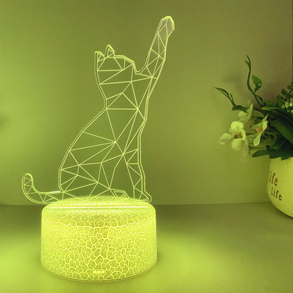 Veilleuse Chat Moderne 3D – Lampe LED tactile multicolore, rechargeable USB
