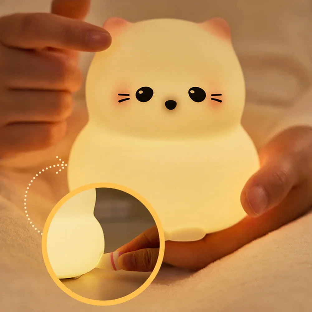 Veilleuse Chat Kitty – Lampe LED Tactile en Silicone Rechargeable USB