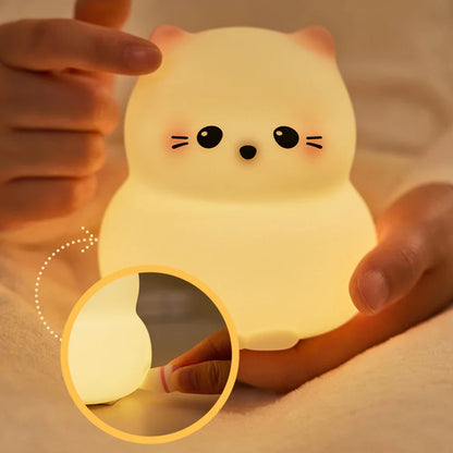 Veilleuse Chat Kitty – Lampe LED Tactile en Silicone Rechargeable USB