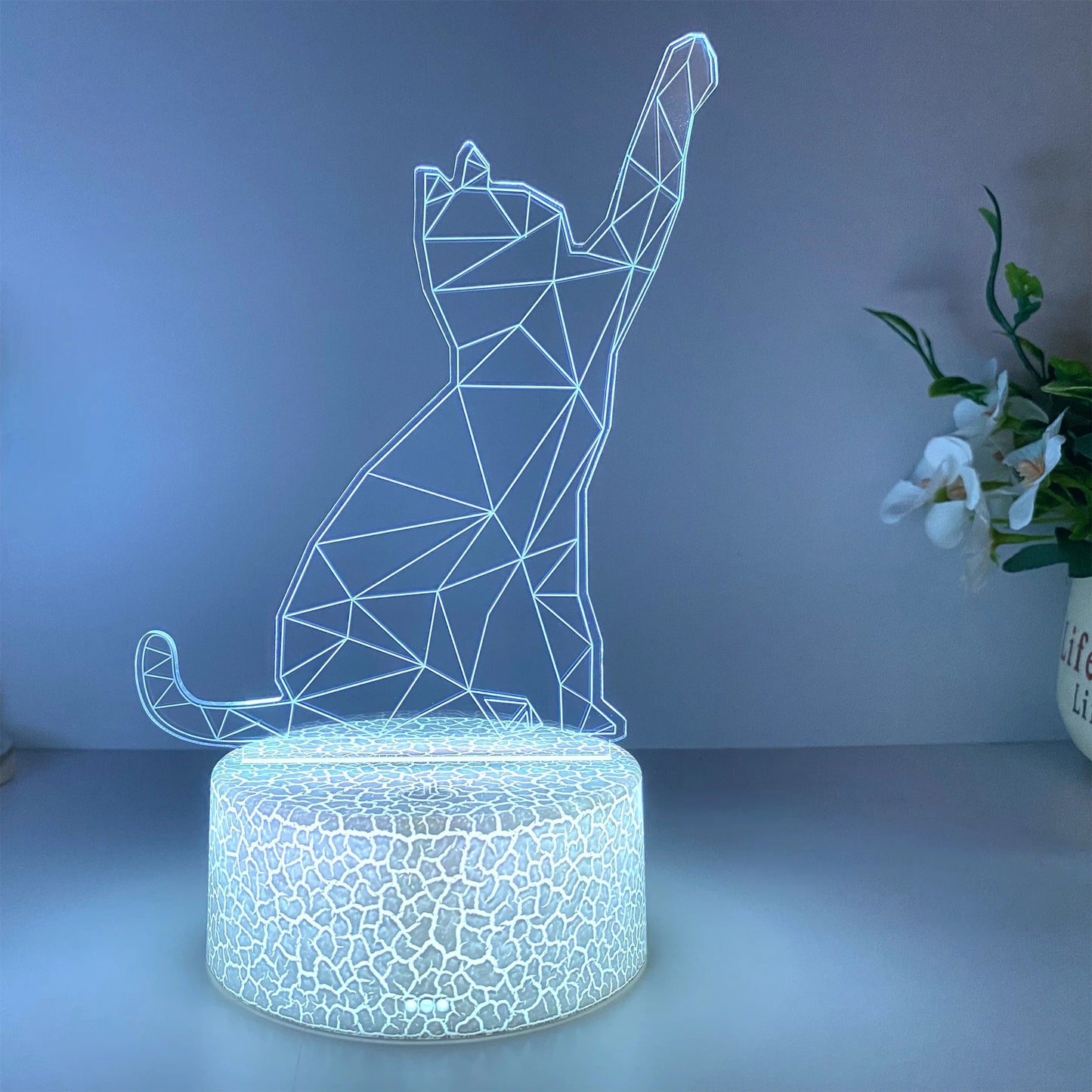 Veilleuse Chat Moderne 3D – Lampe LED tactile multicolore, rechargeable USB
