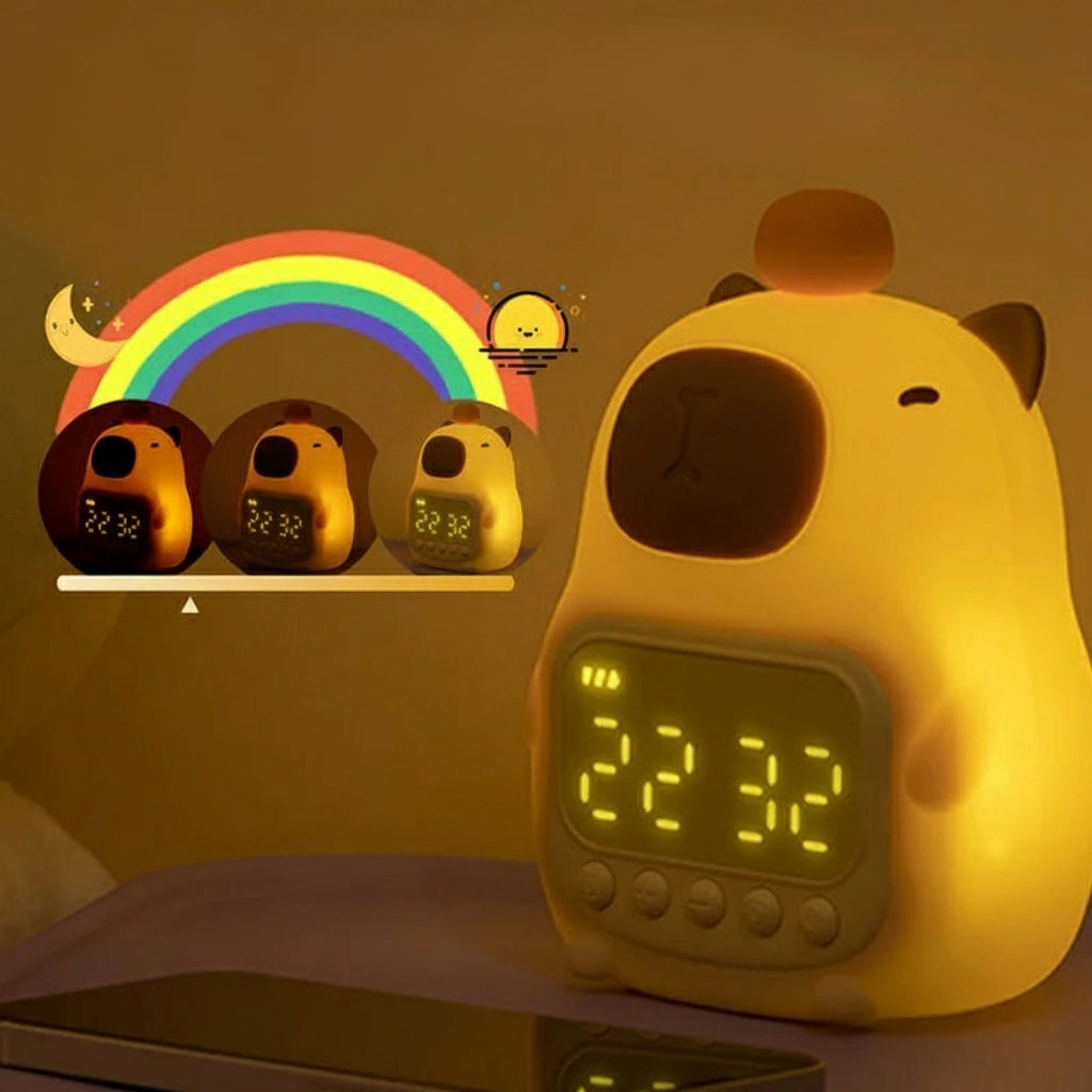 Veilleuse Réveil Castor – Lampe de Nuit Enfant Rechargeable USB