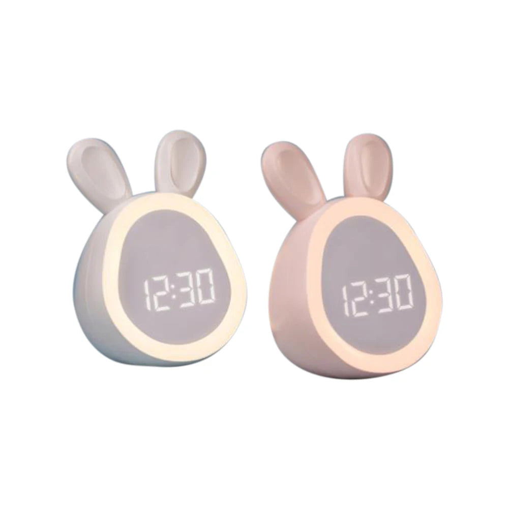Veilleuse Réveil Lapin Cartoon – Lampe de Nuit Enfant – Réveil LED Design – Rechargeable USB