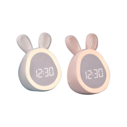 Veilleuse Réveil Lapin Cartoon – Lampe de Nuit Enfant – Réveil LED Design – Rechargeable USB