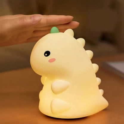 Veilleuse Dinosaure en Silicone – Lampe LED Enfant, Rechargeable USB, Lumière Douce et Tactile