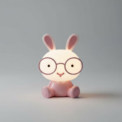 Veilleuse Lapin à Lunettes – Lampe LED en Silicone Doux Rechargeable USB